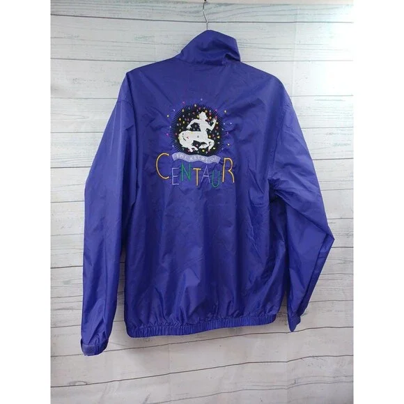 Mardi Grass The Krewe Of Centaur Full Zip Purple Windbreaker Jacket Sz L Nylon