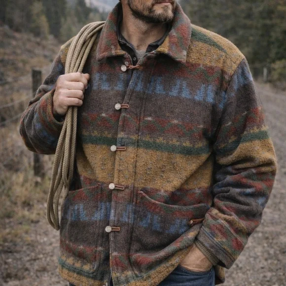 Robert comstock wool blend southwest style coat