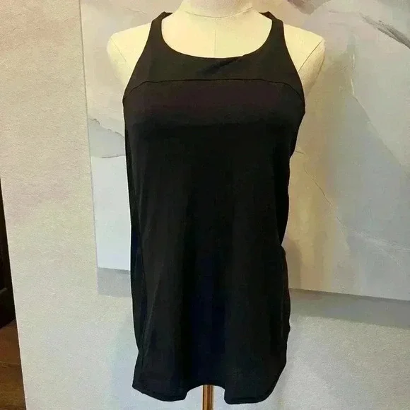 Lululemon Black tank with drape back and crisscross back straps. Size 8