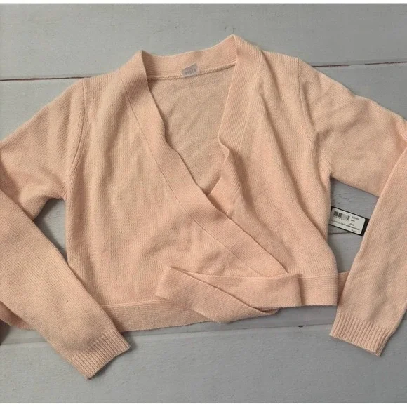 Bloch Dance Cross‎ Over Pink Cardigan Sweater Size Child's Large Ella
