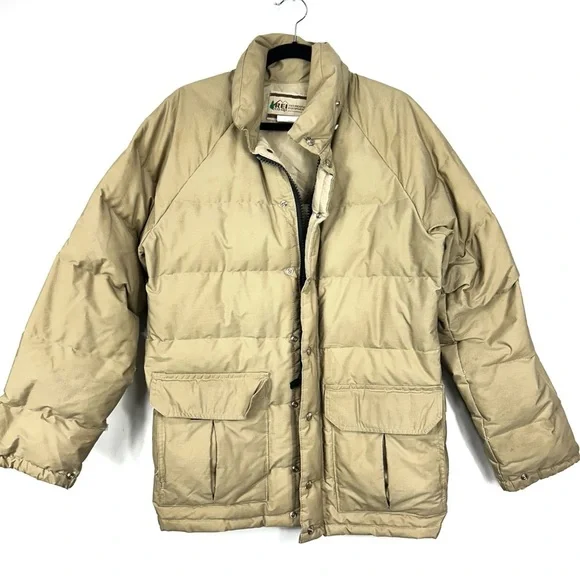 REI VINTAGE tan goose down puffer coat