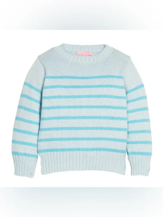 New Bisby Girls Stripe Cotton Sweater size 7 in Aqua