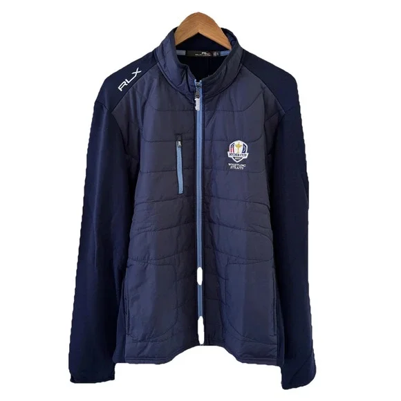 RLX Ralph Lauren Ryder Cup 2020 Whistling Straits Zip Jacket Mens M Blue Golf