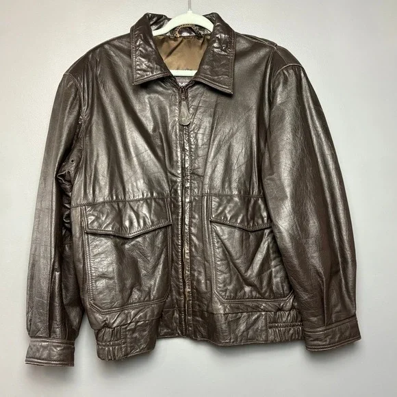 VTG. Nimbus Gant Leather Jacket Men 42 Brown Bomber Flight‎ Heritage Retro RARE