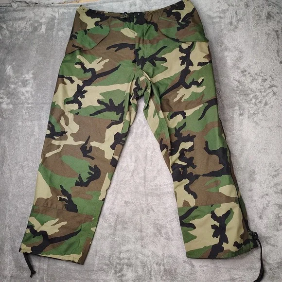 US Military Pants Men Large Short Woodland Rain Pants Gore Extended Cold Weather