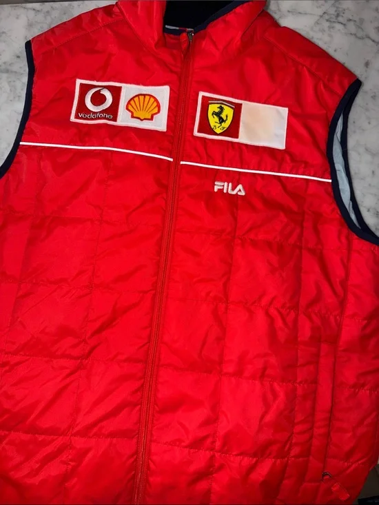 Ferrari Red fila Quilted Racing Vest with Logos