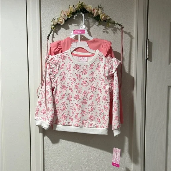 Tommy Bahama Pink and White Floral Kids Sweatshirt 2 Pack