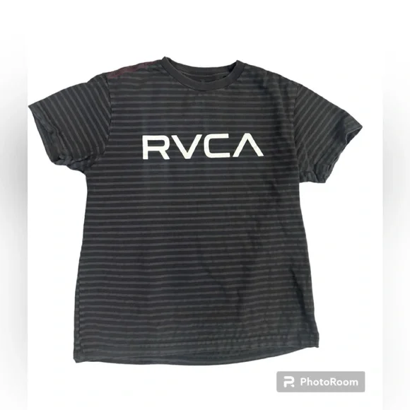 RVCA Big Boys Short Sleeve T-Shirt Black/Grey Striped