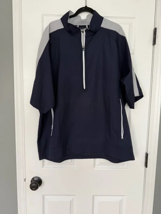 Footjoy Mens Navy and Light Gray Half-Zip Windbreaker- size XXL