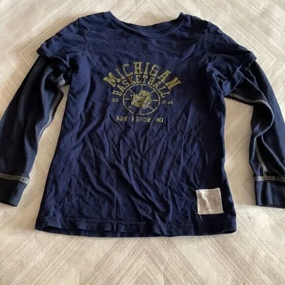 Original Retro Brand Navy Blue Michigan Long Sleeve Shirt