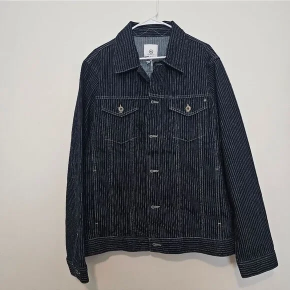 Mens AG Striped Denim Jacket