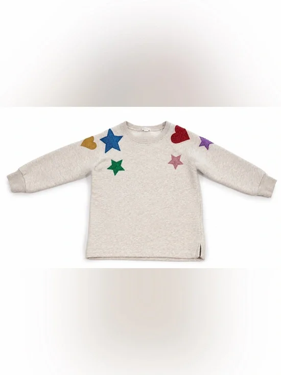 Crewcuts by J.Crew Girls 6-7 Glitter Star & Heart Sweatshirt