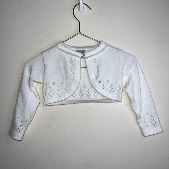 White Knit Baby Cardigan‎ with Button