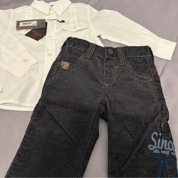 Catimini Boys Outfit‎ Button Down Shirt with Pants Bundle Boys