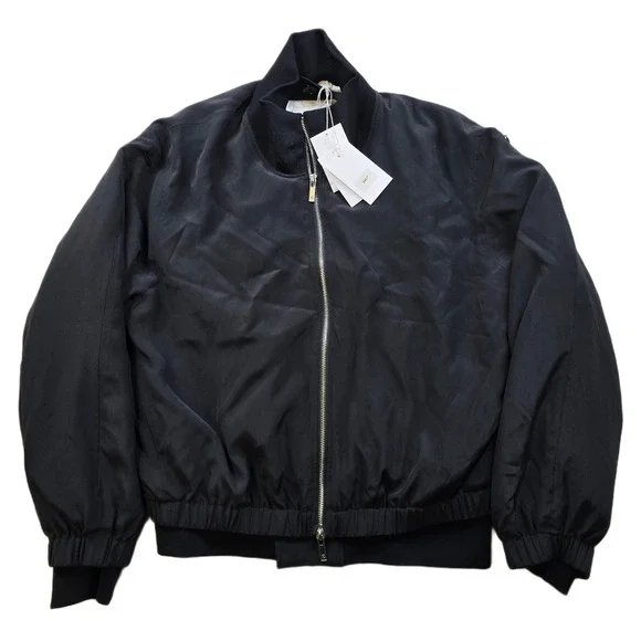 Helmut Lang Zip Bomber Jackets Mens Medium Black 2 In 1‎ Jacket Silk $1295 NEW