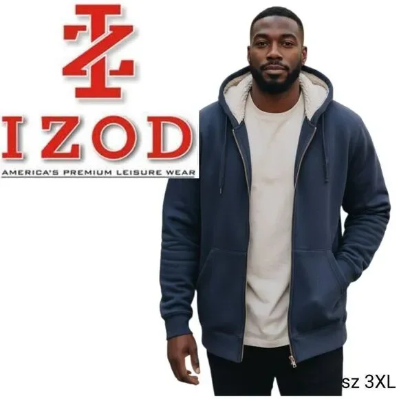 Izod Blue Sweat Shirt Zip Up Hoodie
