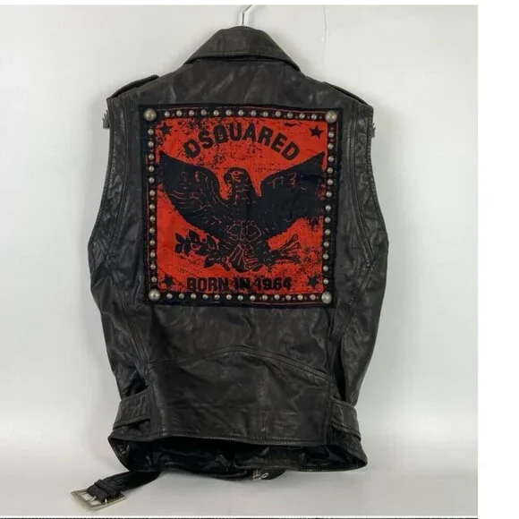 VINTAGE DSQUARED2 RARE BORN IN 1964 STUDDED LEATHER JACKET