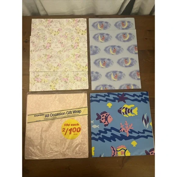 4 Patterns Vintage Gift Wrap Paper‎