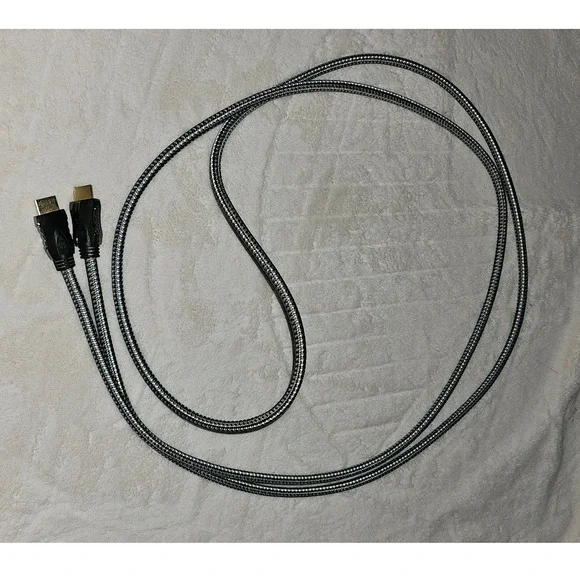 Braided HDMI Cable Gold Plated High Speed 4K 1080p Silver Black Nylon Cord 6ft