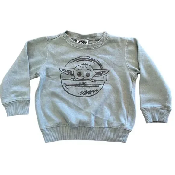 STAR WARS THE MANDALORIAN Toddler The Child Baby - Yoda Sweatshirt in Green 3T