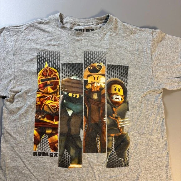 Roblox Kids Gray Graphic T Shirt‎ Size M 10 12 Short Sleeve Crew Neck Tee