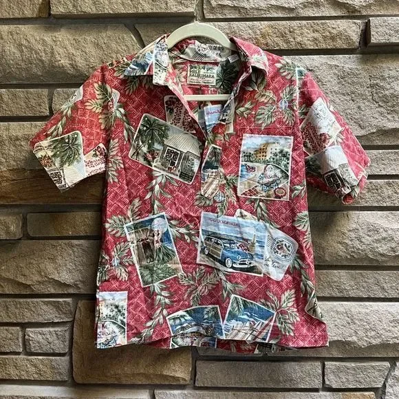 Reyn Spooner Mele Kalikimaka 2014 Hawaiian Xmas Santa Hula Woody Surf Shirt L