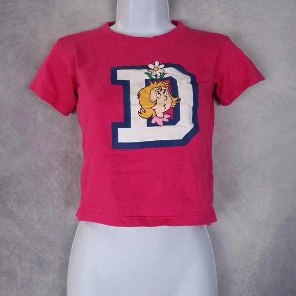 Vintage Dr Seuss Shirt Girls M Pink Cindy Lou Daisy Head Baby Tee 90s