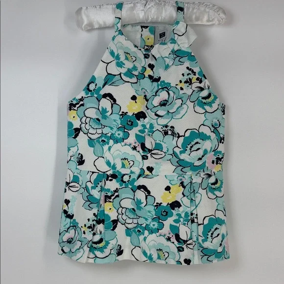 Janie and Jack Floral Halter Top in Teal and Yellow - size 8