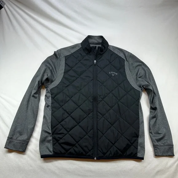 Callaway Golf‎ Weather Series Quilted Full Zip Jacket Mens Medium Gray Black