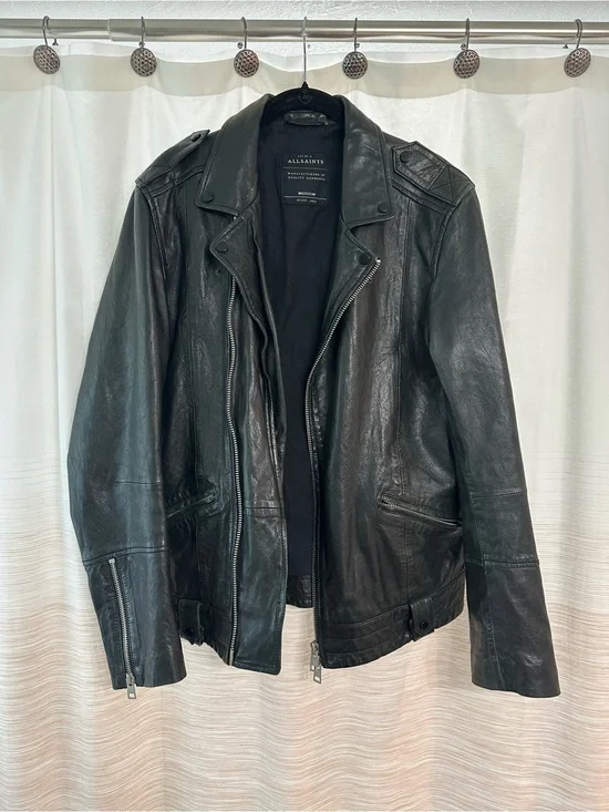 AllSaints Black Leather Jacket Size M