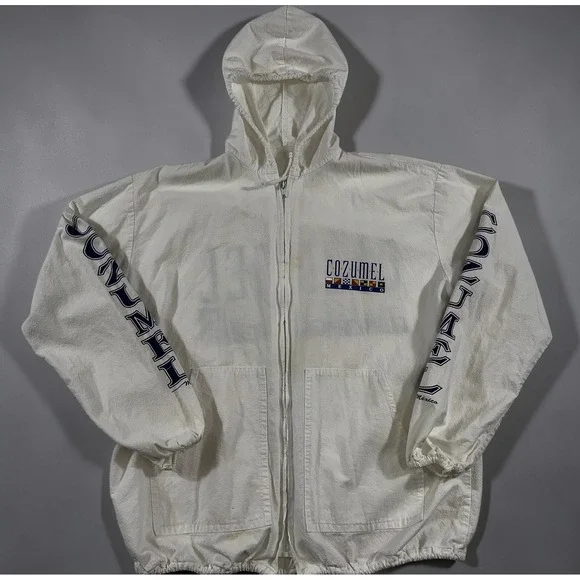 Cozumel‎ Mexico Windbreaker Hoodie Mens White Good Nautical Graphic