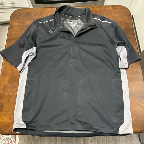 Nike Golf Storm Fit Black Half Zip Short Sleeve Windbreaker Jacket Mens Size L