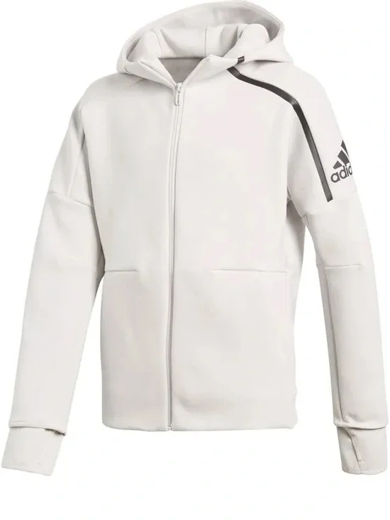 adidas ZNE Gray Full-Zip Up Hooded Jacket Sweatshirt Large