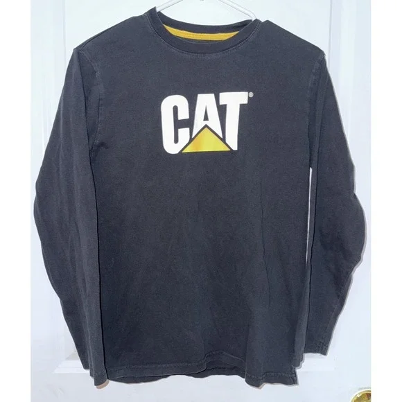 CAT Long Sleeve Black T-Shirt Size Youth XL‎ 18/20 Caterpillar EUC