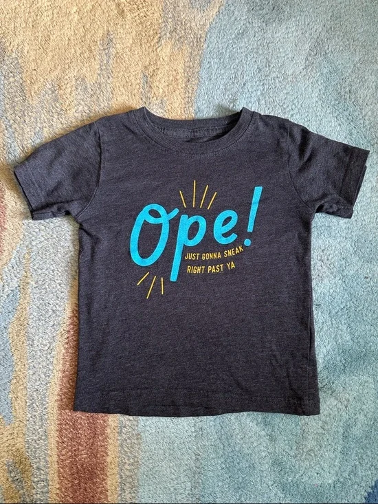 Kids Charcoal 'Ope!' Graphic Tee - Blue & Yellow