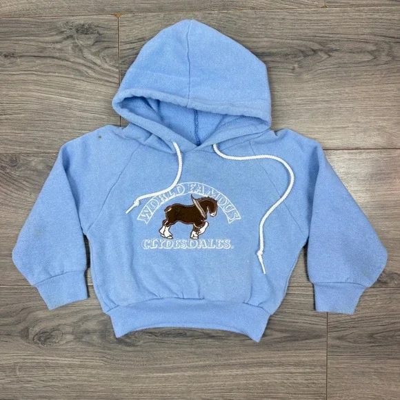 Vintage Clydesdales Hoodie 4T Blue‎ Horse Graphic Embroidered Sweatshirt USA
