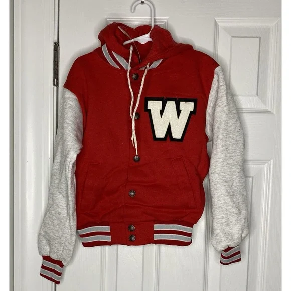 NCAA Youth Wisconsin Badgers Hooded Sweatshirt Third Street Logo‎ Red Size 6-8