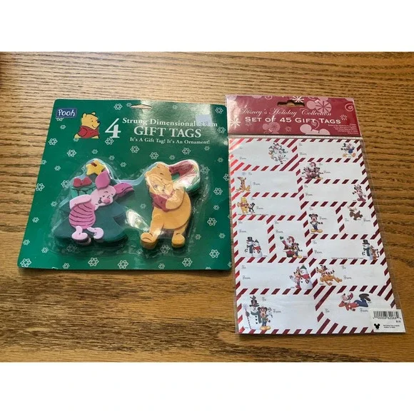 Disney Holiday Gift Tag Bundle Winnie the Pooh Mickey Mouse Christmas Set 49ct