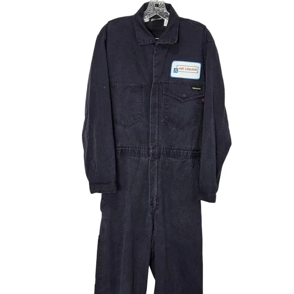 Workrite Coveralls Mens 38-R Blue Cotton‎ Flame Resistant FR Mechanic Workwear