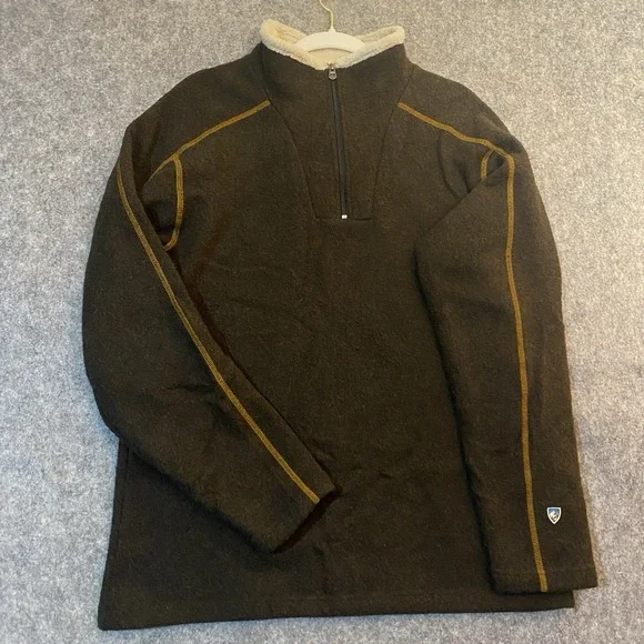 Kuhl Men Large Alfpaca Fleece 1/4 Zip Lightweight Sweater Pullover Canada Large