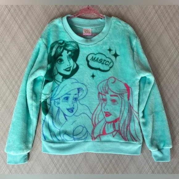 Disney 100 - Cozy Princess Graphic teal pullover Sweater - Size S (6)