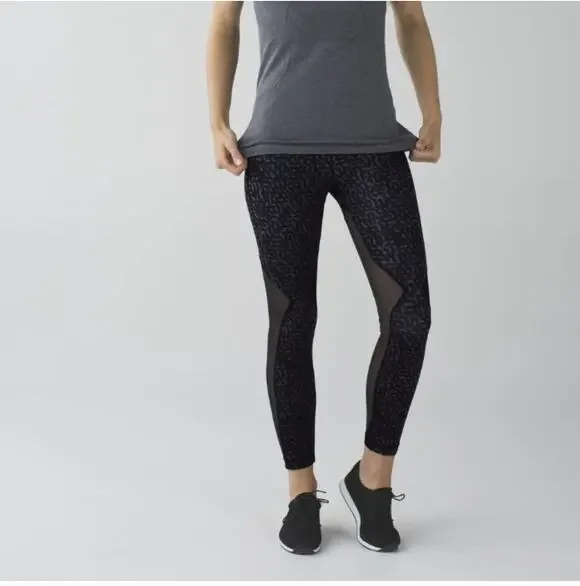 Lululemon Leggings Womens 8 Running In The City 7/8 Luxtreme Heathered Net Pop
