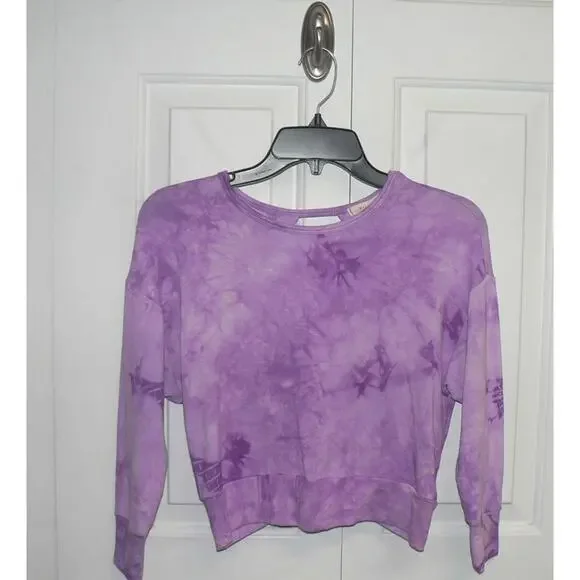 Walking On Sunshine Girls Twist‎ Back Pullover in Violet Tie Dye Small MSRP $38