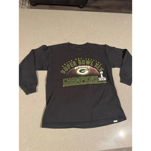 Green Bay Packers Super Bowl XLV Champions Long Sleeve T Shirt‎ Kids Size Large