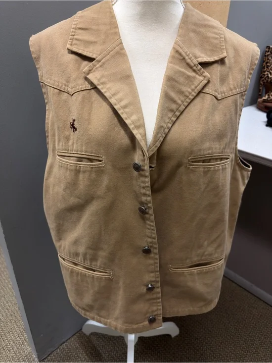 Wyoming Traders Western Canvas Vest Tan | Cowboy Ranch Workwear Size‎ L