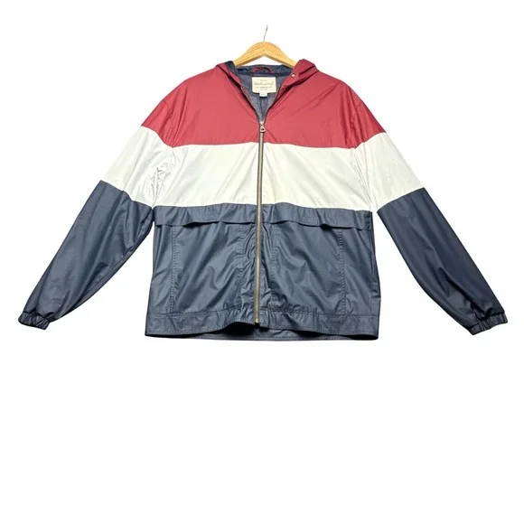 Weatherproof Vintage Windbreaker Jacket Mens Large Red White Blue Colorblock Zip