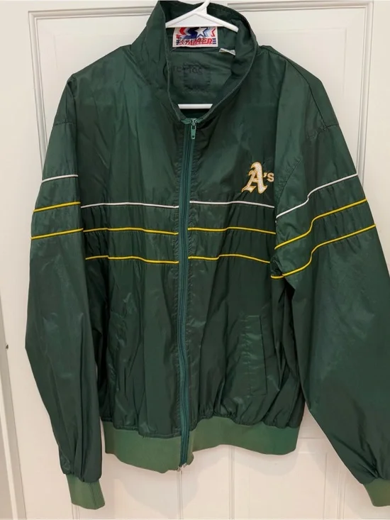 Men's Oakland A's Green Windbreaker Jacket -Large