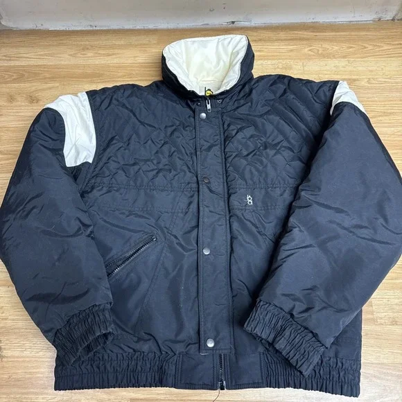 Vintage Bob Allen Black &‎ White Full Zip Ski Jacket Men's Medium