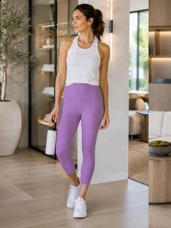Lululemon Cool Down Crop Leggings Orchid Purple High Rise Yoga Pants Size 12