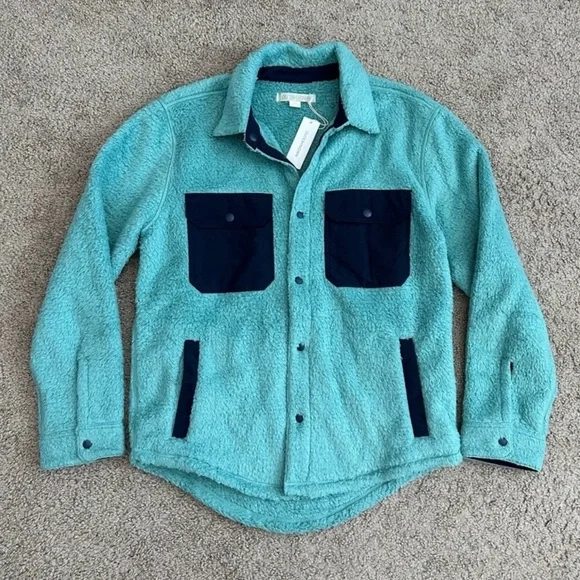 Outerknown Skyline Fleece Sherpa Shirt Jacket Mens XL Blue